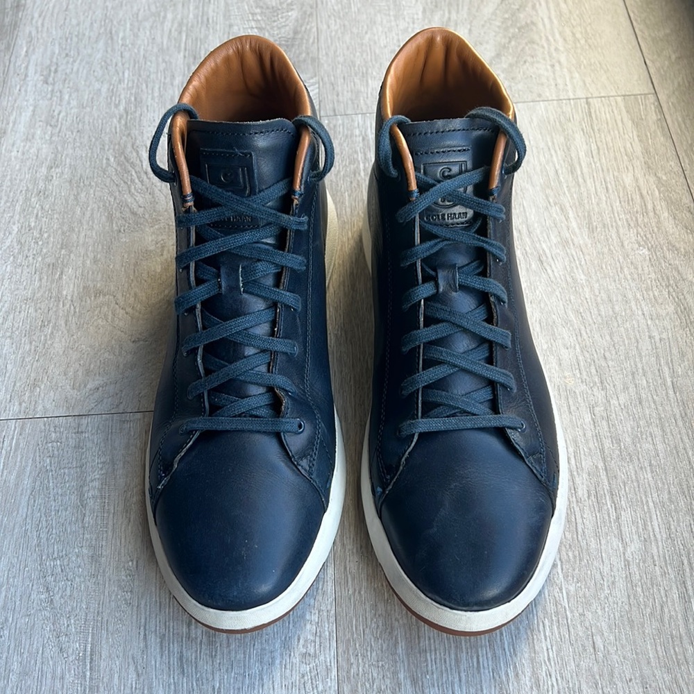 Cole Haan Grandpro High-top, Men’s size 11.5, Blazer Blue Handstain Leather
